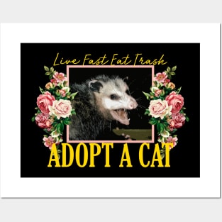 Adopt a Cat Possum Floral Aesthetic Posters and Art